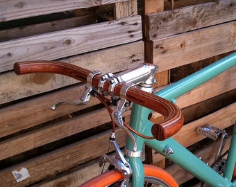 bubinga, oak and ash wood bullhorn bicycle handlebar