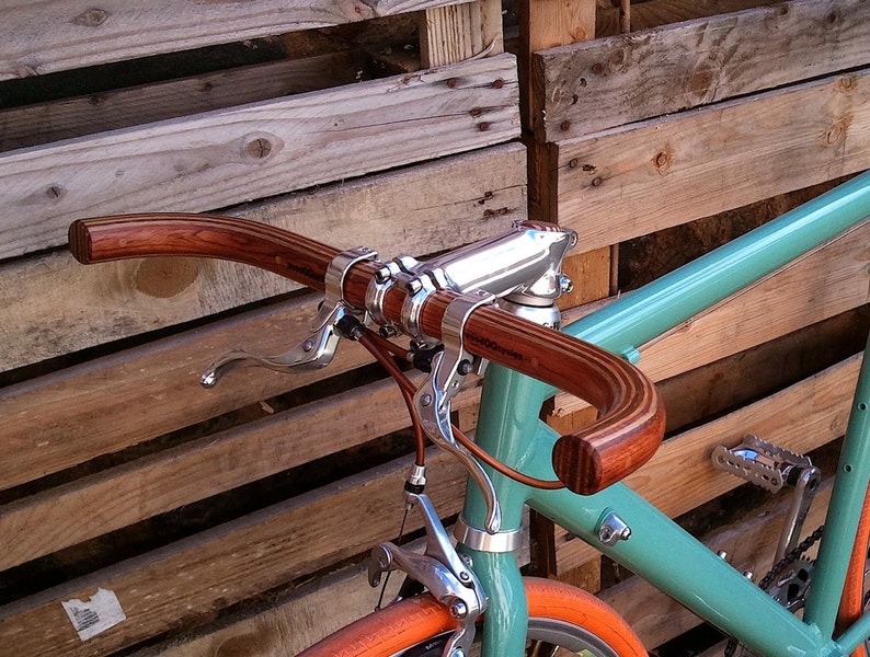 bubinga, oak and ash wood bullhorn bicycle handlebar image 1