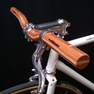 cherry and maple wood riser bicycle handlebar wooden bicycle handlebar image 1