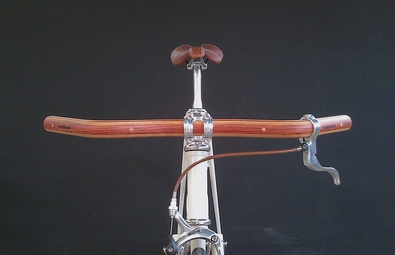 laminated wood moustache bicycle handlebar bubinga, oak and ash wood image 4