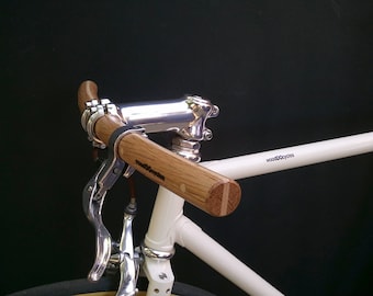 oak and ash wood curved bicycle handlebar