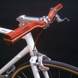 bubinga and maple wood riser bicycle handlebar - wooden bicycle handlebar