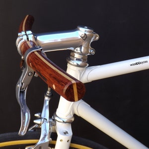 bubinga and ash wood curved bicycle handlebar