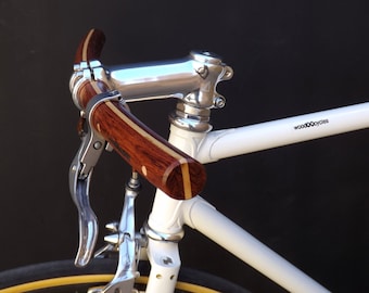 bubinga and ash wood curved bicycle handlebar