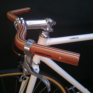 laminated wood moustache bicycle handlebar bubinga, oak and ash wood image 1