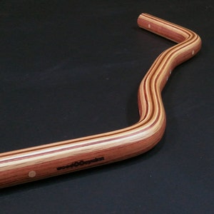 laminated wood moustache bicycle handlebar bubinga, oak and ash wood image 2