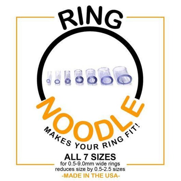 Ring Guard by RING NOODLE (7 Pack: 1-Mini, 1-Petite, 1-Narrow, 1-Medium, 1-Wide, 1-Extra Wide, 1-Super Wide) - Ring Size Reducer, Ring Sizer