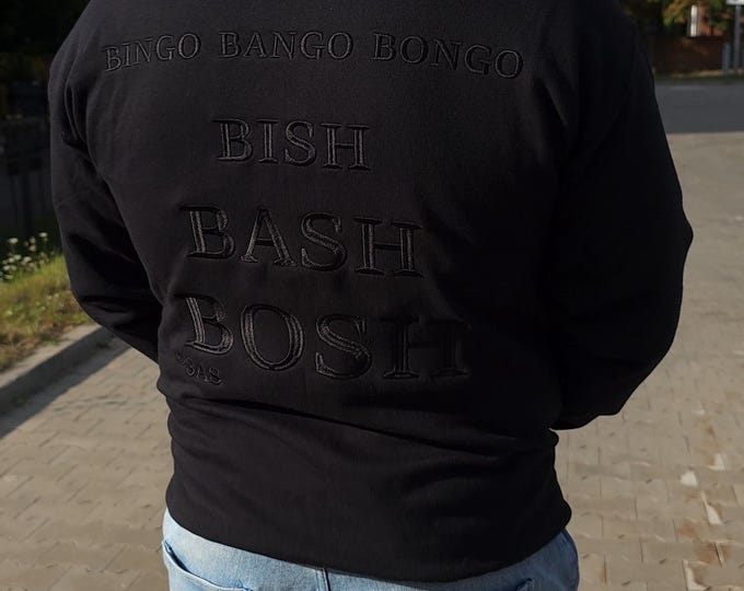 Full big embroidery Bish Bash Bosh Hoodie - FPS CS2 Gamer Slang Graphic Hoodie | Streetwear Gaming Sweatshirt | Unisex