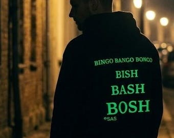 Full big embroidery Limited Glow In The Dark Bish Bash Bosh Hoodie - FPS CS2 Gamer Slang Graphic Hoodie | Streetwear Gaming Sweatshirt