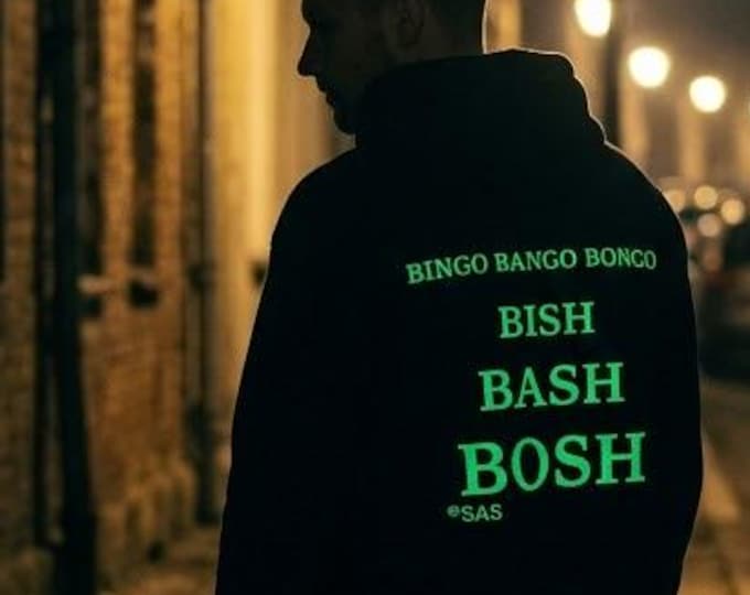 Full big embroidery Limited Glow In The Dark Bish Bash Bosh Hoodie - FPS CS2 Gamer Slang Graphic Hoodie | Streetwear Gaming Sweatshirt