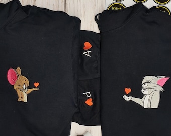 Tom and Jerry character Embroidery hoodie | Tom and Jerry |Your initials
