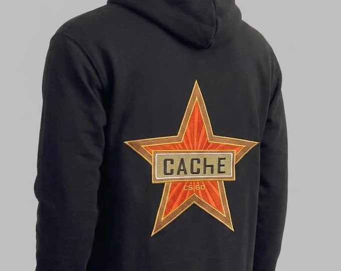 Full big embroidery Cache (de_cache) Hoodie - FPS CS2 Gamer Slang Graphic Hoodie | Streetwear Gaming Sweatshirt | Unisex