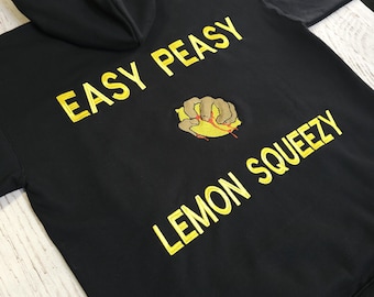 Full big embroidery Easy Peasy Lemon Squezzy Hoodie - FPS CS2 Gamer Slang Graphic Hoodie | Streetwear Gaming Sweatshirt | Unisex