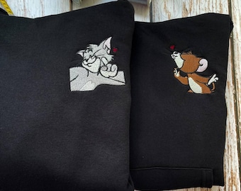 Tom and Jerry character Embroidery hoodie | Tom and Jerry |Your initials