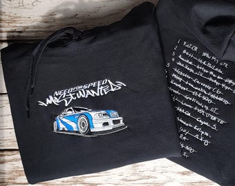 Need For Speed Most Wanted Embroidery hoodie | NFS MW | BMW e46 | m3 | Gtr