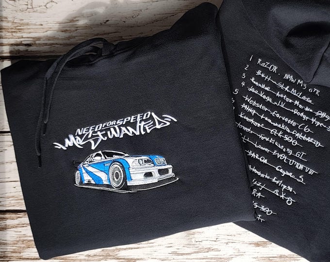 Featured listing image: Need For Speed Most Wanted Embroidery hoodie | NFS MW | BMW e46 | m3 | Gtr
