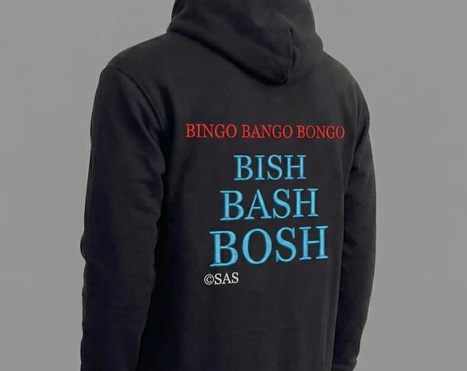 Full big embroidery Bish Bash Bosh Hoodie - FPS CS2 Gamer Slang Graphic Hoodie | Streetwear Gaming Sweatshirt | Unisex