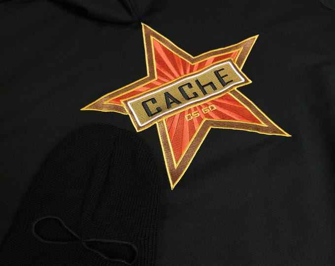Featured listing image: Full big embroidery Cache (de_cache) Hoodie - FPS CS2 Gamer Slang Graphic Hoodie | Streetwear Gaming Sweatshirt | Unisex