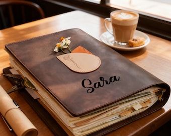 Custom Leather Journal A5, Refillable Travel Diary, Personalized Gift