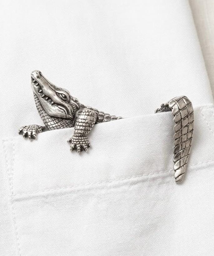 Ciondolo A Forma Di Coccodrillo In Argento 925 - Charm Per Braccialetti