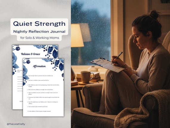 Nightly Reflection Journal for Solo Moms | Stress Relief Printable PDF | Instant Download | Calm Mind Journal Single Mom