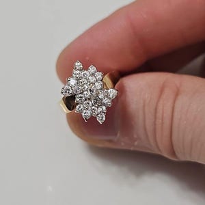 0.50 Ct Round Diamond Cluster Ring Art Deco Cluster Engagement Ring For Women 14K Gold Plated Cocktail Ring Sparkling Floral Cluster Ring