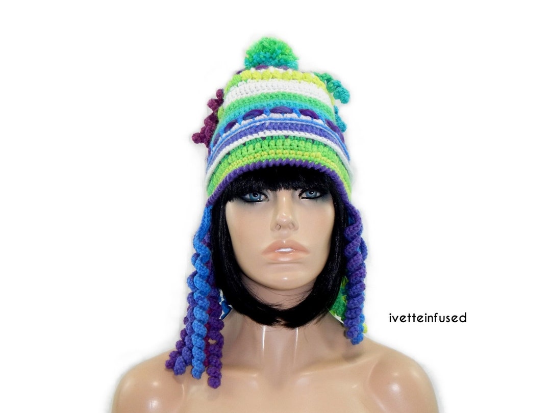 GOOD HAIR DAY Winter Crochet Hat With Curly hair, Faux Hair Hat, Fake