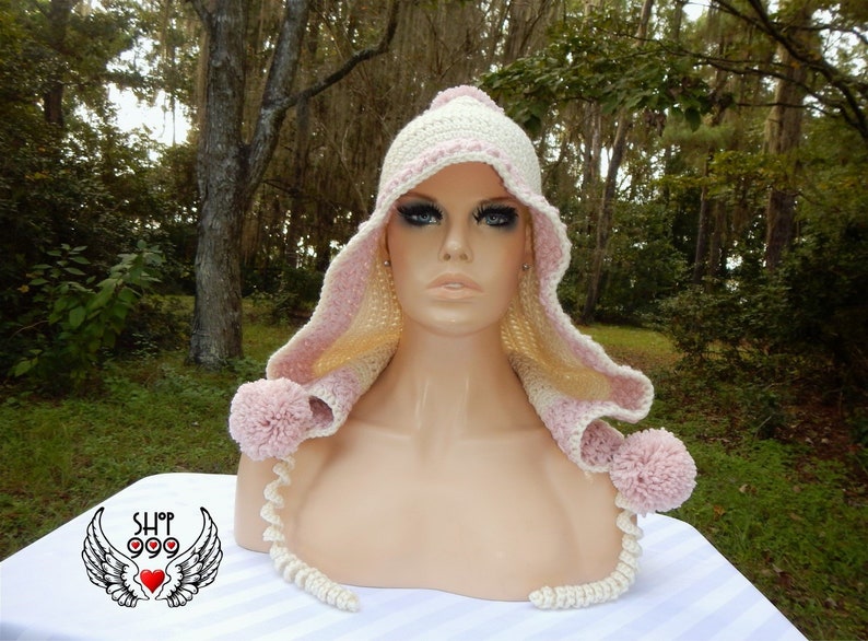 BUNNY SLOPE VACAY cowl hood one-size-fits-most hooded cowl millennial gift idea crochet hooded cowl Christmas gift idea winter hat