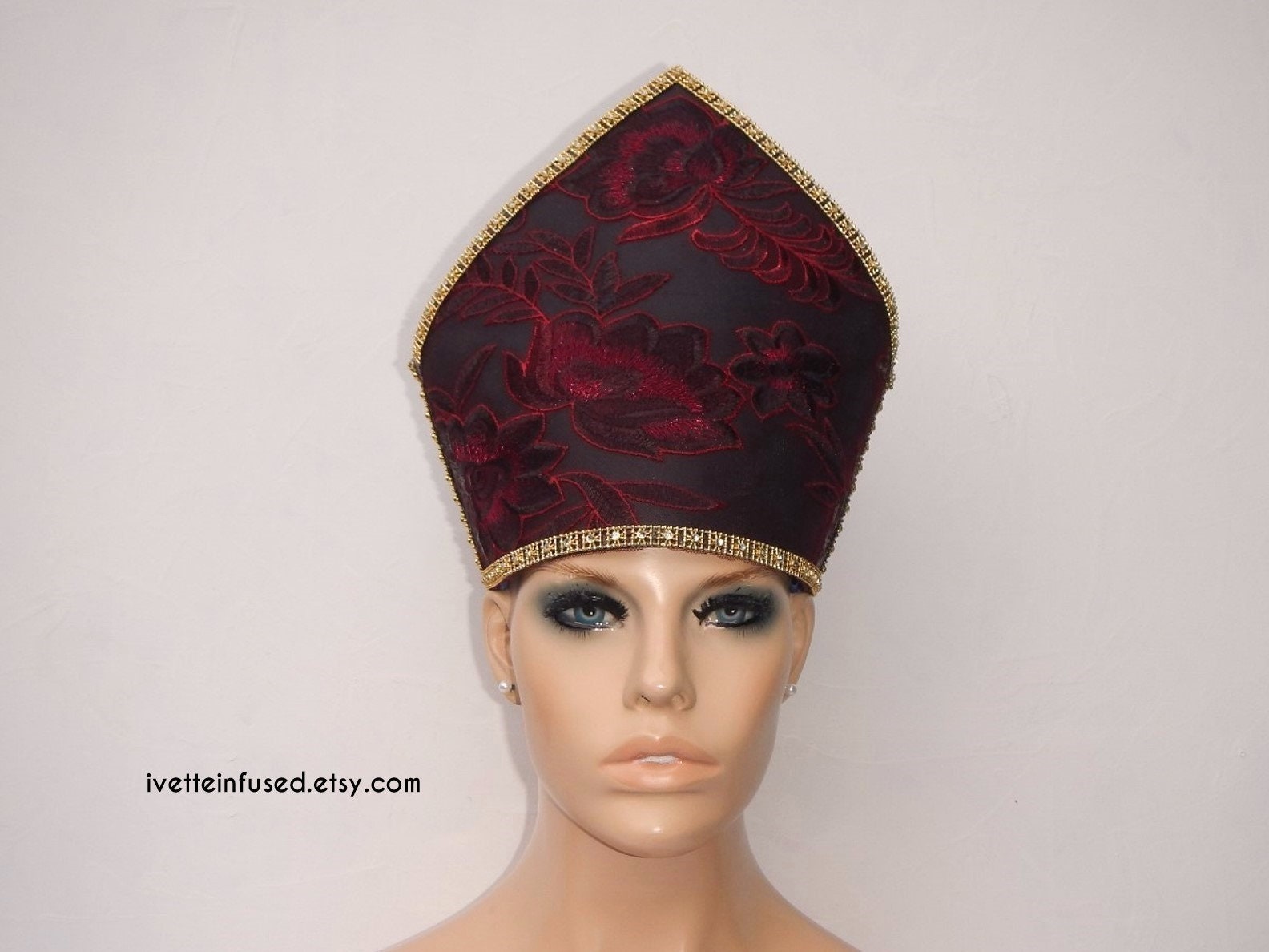 RED CARDINAL unisex headpiece theatrical Pope hat headpiece Etsy