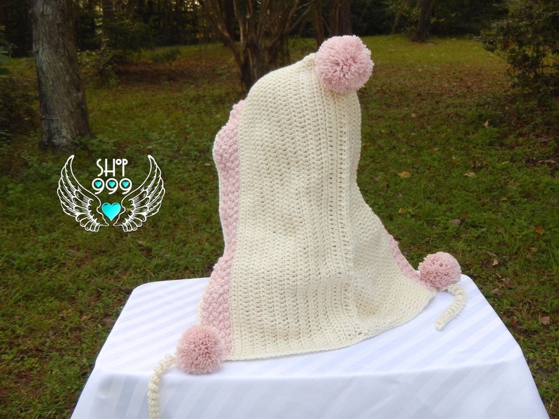 BUNNY SLOPE VACAY cowl hood one-size-fits-most hooded cowl millennial gift idea crochet hooded cowl Christmas gift idea winter hat