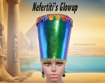 Ancient Egyptian crown and earrings set, Pharoah crown, Cleopatra crown, Theatrical costume, Egyptian Crown