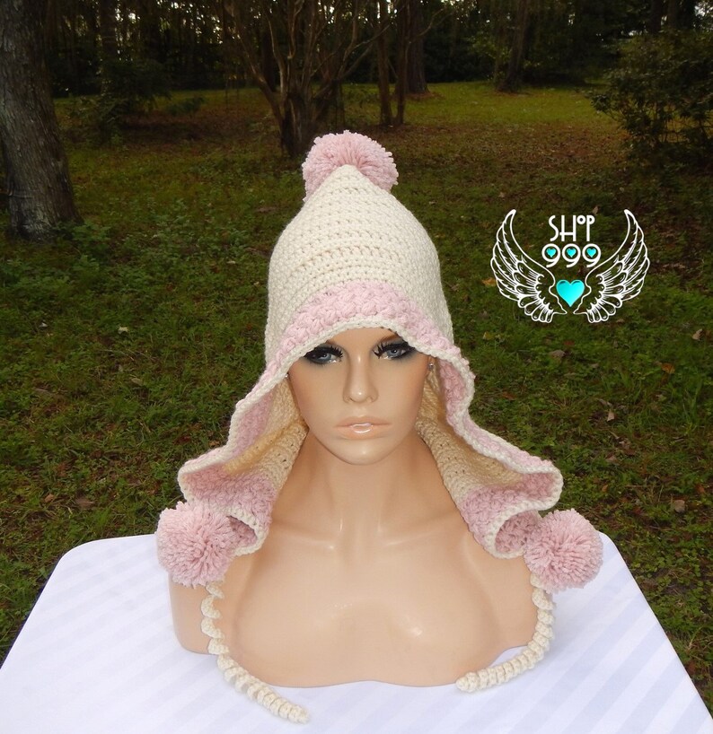 BUNNY SLOPE VACAY cowl hood one-size-fits-most hooded cowl millennial gift idea crochet hooded cowl Christmas gift idea winter hat