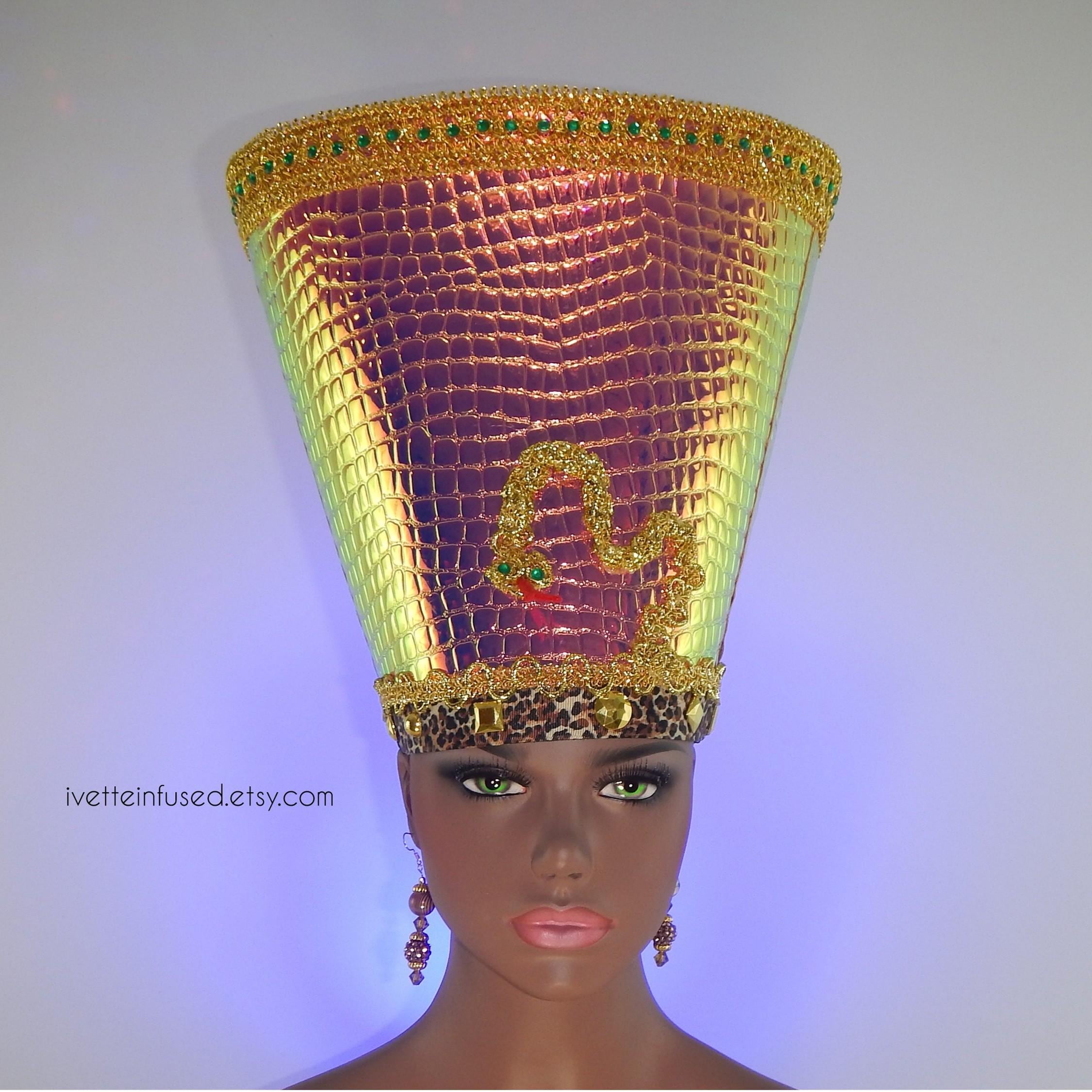 Ensemble couronne égyptienne et boucles d'oreilles SERPENT & LEOPARD #fait main #original #ancienne #Egypte #alligator #couronne #Halloween #costume