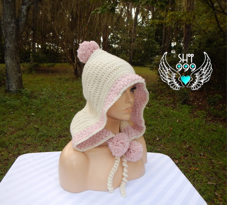 BUNNY SLOPE VACAY cowl hood one-size-fits-most hooded cowl millennial gift idea crochet hooded cowl Christmas gift idea winter hat
