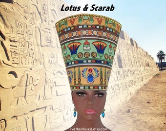 Ancient Egyptian crown and earrings set, Pharoah crown, Cleopatra crown, Theatrical costume, Egyptian royalty