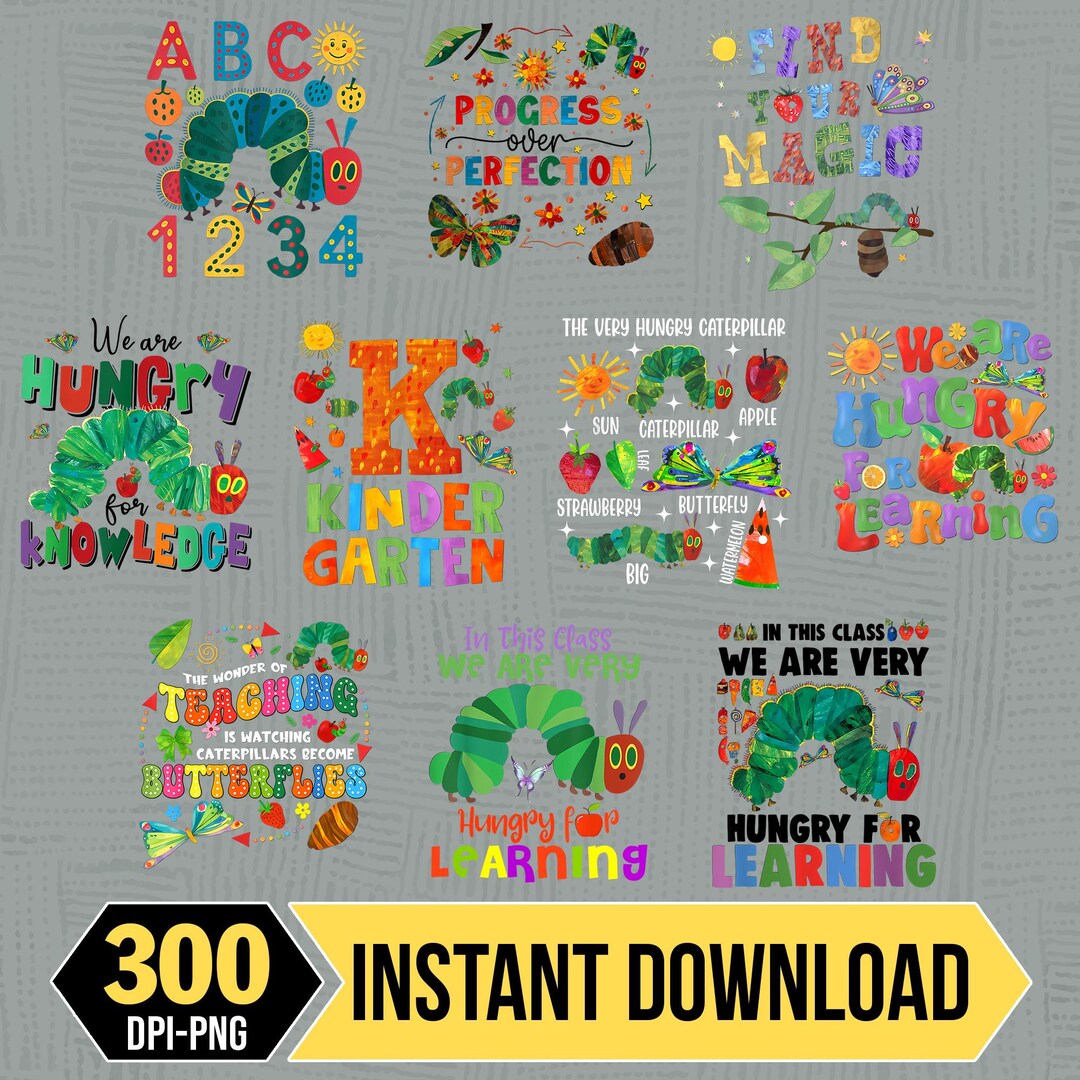 The Very Hungry Caterpillar Png Bundle / Back to School Kid Clipart ...