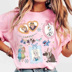 Camiseta de acuarela de Elsa, Anna, Olaf y Sven de Frozen con lazos coquetos imagen 2