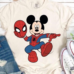 Costume Disney Mickey et Minnie Spiderman, chemise Spider Man rétro Marvel, chemise fans MCU, WDW Magic, chemise voyage Disney's Hollywood Studios image 2