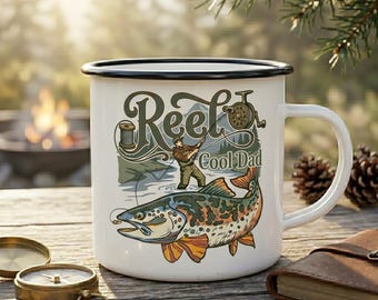 Personalized Reel Cool Dad Camping Mug, Fishing Dad Camping Mug, Gift for Fishing Lovers