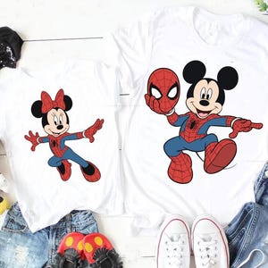 Costume Disney Mickey et Minnie Spiderman, chemise Spider Man rétro Marvel, chemise fans MCU, WDW Magic, chemise voyage Disney's Hollywood Studios image 1
