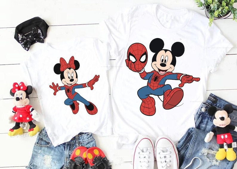 Costume Disney Mickey et Minnie Spiderman, chemise Spider Man rétro Marvel, chemise fans MCU, WDW Magic, chemise voyage Disney's Hollywood Studios image 1