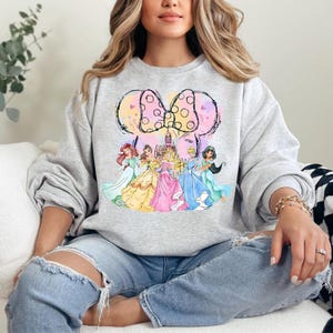 Disney Princess Shirt, Girls Trip Shirt, Disney Princess Bow Shirt, Disney Family Trip Sweatshirt, Disneyland Girl Trip Tee, Belle, Elsa image 2