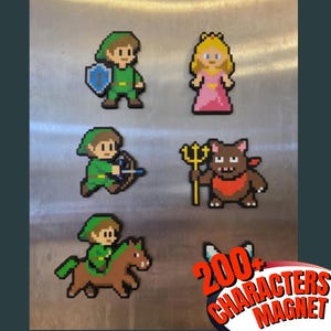 Legend of Zelda Pixel Art Fridge Magnets, Hyrule Characters Collection Set image 1
