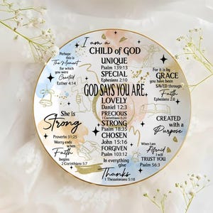 Ceramic Ring Dish, Christian Bible Verse Decor, Faith Gift, Religious Keepsake Plate image 5