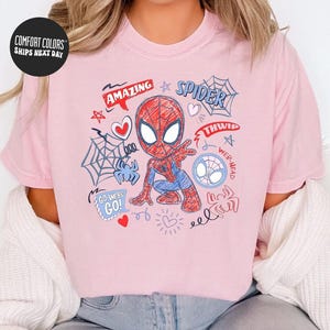Marvel Spidey And His Amazing Friends Checkered Shirt Ghost Spider Spin Matching Tee Disney MCU Comic Tee Disneyland Family Trip Gifts zdjęcie 6