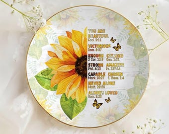 Sunflower Ceramic Ring Dish, You Are Bible Verse Tray