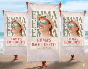 Personalized Custom Face Beach Towel Bachelorette Party Bride Squad Beach Gift