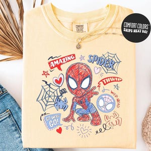 Marvel Spidey And His Amazing Friends Checkered Shirt Ghost Spider Spin Matching Tee Disney MCU Comic Tee Disneyland Family Trip Gifts zdjęcie 3