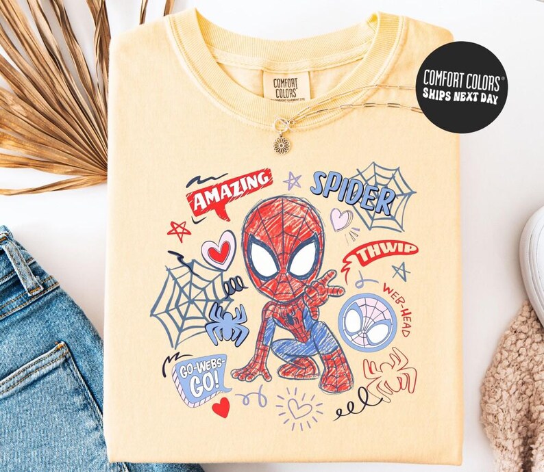 Marvel Spidey And His Amazing Friends Checkered Shirt Ghost Spider Spin Matching Tee Disney MCU Comic Tee Disneyland Family Trip Gifts zdjęcie 3