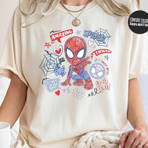 Marvel Spidey And His Amazing Friends Checkered Shirt Ghost Spider Spin Matching Tee Disney MCU Comic Tee Disneyland Family Trip Gifts zdjęcie 2
